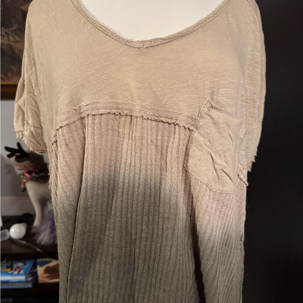 Free People Cream Short Sleeve Tee